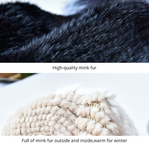 Femme véritable fourrure de vison chapeaux véritable fourrure de <span class=keywords><strong>renard</strong></span> <span class=keywords><strong>pompon</strong></span> chapeau de haute qualité fourrure naturelle <span class=keywords><strong>bonnet</strong></span> chapeau pour les femmes hiver - Product Image 4