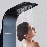 Panneau de pommeau de douche pluie mural en acier inoxydable Jets de corps Robinets thermostatiques Chrome brossé Système de douche à main sanitaire