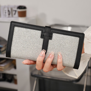 2025 Venta caliente nuevo estilo señoras cartera larga Color puro Simple pequeño cambio monedero grande Retro cartera - Product Image 2