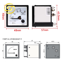 99T1 Pointer AC Voltmeter Listrik Tetap Pengukur Arus Amperemeter 10/20/30/40/50/75/80/100/200/300/5A 48*48mm 99T1-A