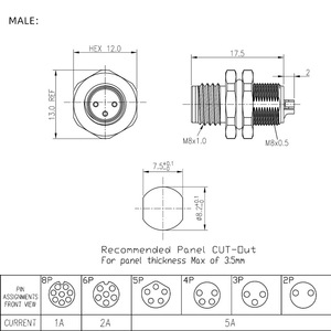 Không thấm nước Thông tư nối ổ cắm và cắm 3pin Nam + Nữ M8 nối 2pin 3pin 4 pin 5pin 6pin 8Pin cặp nối - Product Image 5