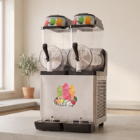 Machine à granita professionnelle à 2 réservoirs pour boissons glacées, avec bol transparent, idéale pour les supérettes, snack-bars et commerces de détail