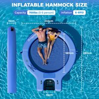 Plateforme flottante gonflable FBSPORT Lake avec auvent, ponton flottant circulaire, siège gonflable pour piscine avec rampe pour chien