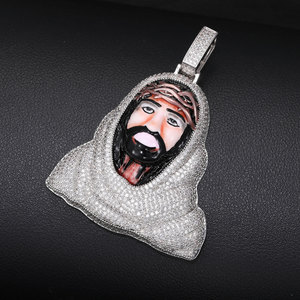 Nuevo collar con colgante de Jesús de Hip Hop para hombre, detalle de esmalte CZ completamente helado, joyería de moda, accesorio de moda en Stock - Product Image 3