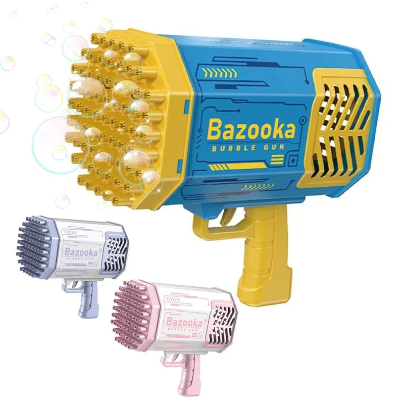 Kids Adult Outdoor Electric Soap Gatling Bubble Machine Toy Rocket Launcher Bazooka 69 Holes Bubble Gun