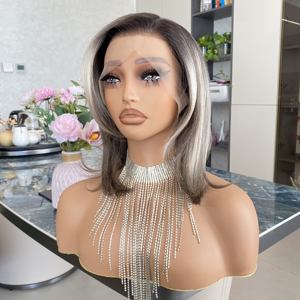 Perruque synthétique Lace Front 13x4 en fibre japonaise, marron avec mèches, qualité supérieure, cheveux doux, densité 150, vente chaude - Product Image 3