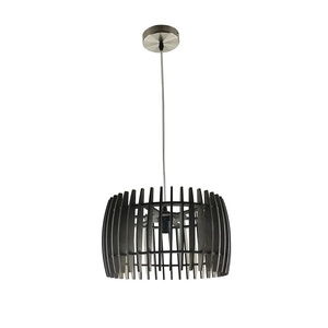 Lámpara colgante de madera color café con casquillo E27, dimensiones 35x35 cm, ideal para iluminación decorativa en espacios interiores. - Product Image 1