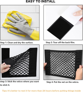 Lot <span class=keywords><strong>de</strong></span> 2 filets <span class=keywords><strong>de</strong></span> <span class=keywords><strong>rangement</strong></span> <span class=keywords><strong>pour</strong></span> voiture - <span class=keywords><strong>Filet</strong></span> <span class=keywords><strong>de</strong></span> <span class=keywords><strong>rangement</strong></span> extensible en maille avec fermeture auto-agrippante, accessoires universels <span class=keywords><strong>pour</strong></span> voiture, organisateur intérieur (S) - Product Image 4