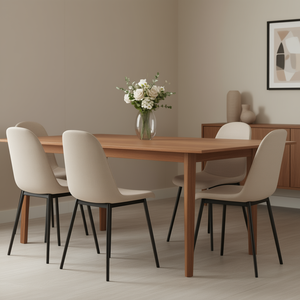 Juego de 4 Sillas de Comedor Modernas con Asientos Acolchados de Lino Beige y Patas de Metal Negro para Cocina, Hogar y Oficina - Product Image 2