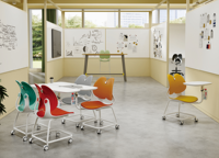 Chaise de bureau moderne pour l'école, la formation et la salle à manger, pour étudiant, avec tablette, cadre en plastique pliable, pieds en fer, poignée coulissante