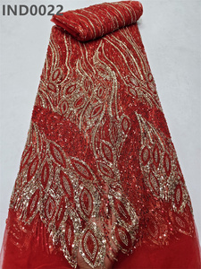 Шоку, оптовая продажа, модное вечернее платье, кружевная ткань, зеленая сетка, вышитая бисером, кружевная ткань для африканской одежды - Product Image 3