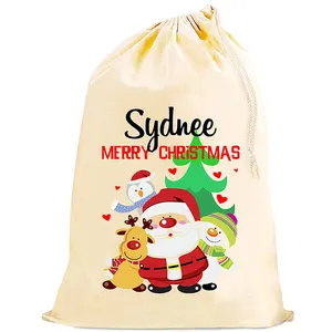 Túi Đựng Dây Rút Lớn Của Ông Già Noel 2021 Túi Giáng Sinh Vải Cotton Thăng Hoa Giáng Sinh