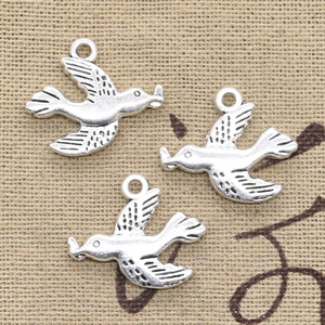 Dijes de <span class=keywords><strong>Paloma</strong></span> de la Paz, <span class=keywords><strong>Golondrina</strong></span>, 21x19mm, Color Plata Antigua, Colgantes para Hacer Joyería Tibetana Hecha a Mano - Product Image 4
