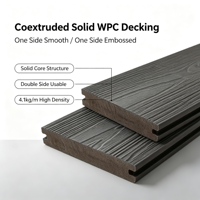 Plancher extérieur en WPC solide coextrudé, lisse, gaufré, utilisable des deux côtés