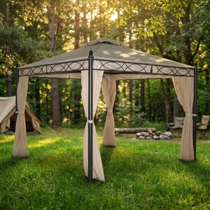 Pergola Tente 3x4m de Qualité en Promotion, Gazebo Métallique Extérieur Étanche à Double Toit Décoré pour Mariage - Product Image 1