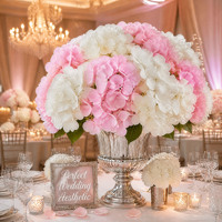 Tête de fleur d'hortensia artificielle en soie blanche, tige unique, fleur artificielle réaliste pour décoration de mariage, centre de table, ensemble de fête