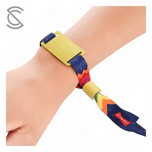 Bracelet en polyester tissé RPET écologique avec logo personnalisé, réutilisable, RFID NFC NTAG213, contrôle d'accès, carte de visite - Product Image 1