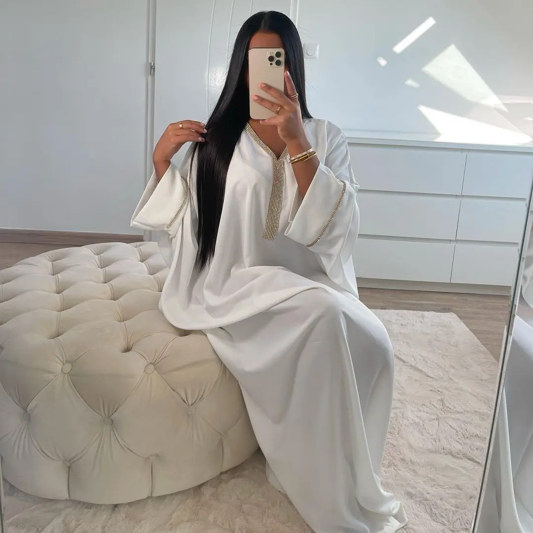 रमज़ान ईद दुबई अबाया काफ्तान मामूली इस्लामी कपड़े उच्च गुणवत्ता लक्जरी चमगादड़ आस्तीन हीरे की चमकदार पोशाक महिला मुस्लिम अबाया