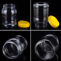 Pot rond en plastique transparent en PET de 2/3l, contenant à bouche sauvage, avec couvercle à vis, pour biscuits