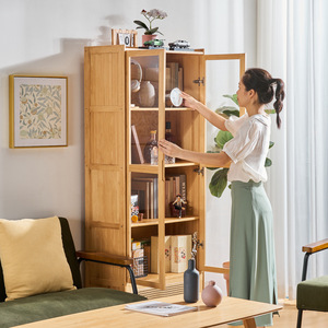 Étagère sur pied de style japonais Zhui Zhu avec portes, cloison de 15 mm, armoire de rangement pour salon, usage étudiant - Product Image 3