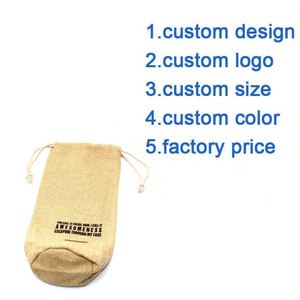 Bolsa de café con cordón de yute sintético personalizada al por mayor con logo OEM, bolsa de embalaje de lino personalizada para vino - Product Image 3