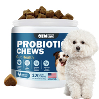 Complément alimentaire pour animaux de compagnie OEM 120 Probiotic Soft Chews, soutien quotidien de la santé intestinale pour chiens et chats, soin digestif à haute palatabilité