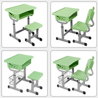 Chaises et bureaux réglables en ABS pour les élèves du primaire/secondaire, les centres de tutorat après l'école, les études à domicile - Style minimaliste moderne