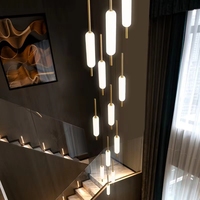 Lustre moderne en fer et verre avec escalier tournant LED doré, décoration artistique pour salon, salle à manger, plafond haut