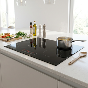 Table de cuisson à induction encastrable 6800W 4 zones 220V avec commande tactile coulissante, minuterie et verrouillage, plaque à induction noire - Product Image 6