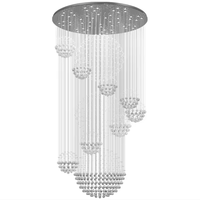 Lustre suspendu sur mesure à double hauteur avec boule de cristal, lumière blanc chaud, télécommande, pour escalier, villa, hall d'entrée