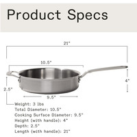 Poêle à frire en acier inoxydable à 5 couches, utilisation polyvalente avec couvercle en acier inoxydable, utilisation sur cuisinière à induction