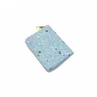 Dompet Pendek Wanita Berpayet Mode Baru 2021 Dompet Koin Ritsleting Mengkilap Clutch Mini Bling Bling untuk Wanita Pola Kustom