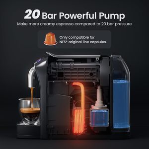 Mini <span class=keywords><strong>Cafetera</strong></span> Espresso para Cápsulas, <span class=keywords><strong>Cafetera</strong></span> Individual Programable con Bomba de Alta Presión de 20 Bares - Product Image 4