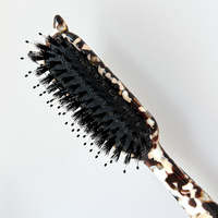 Brosse à cheveux premium en poils de sanglier épais avec coussin d'air, en acétate vintage tendance, pour coiffure féminine, volumisante et massante, 14-20 cm