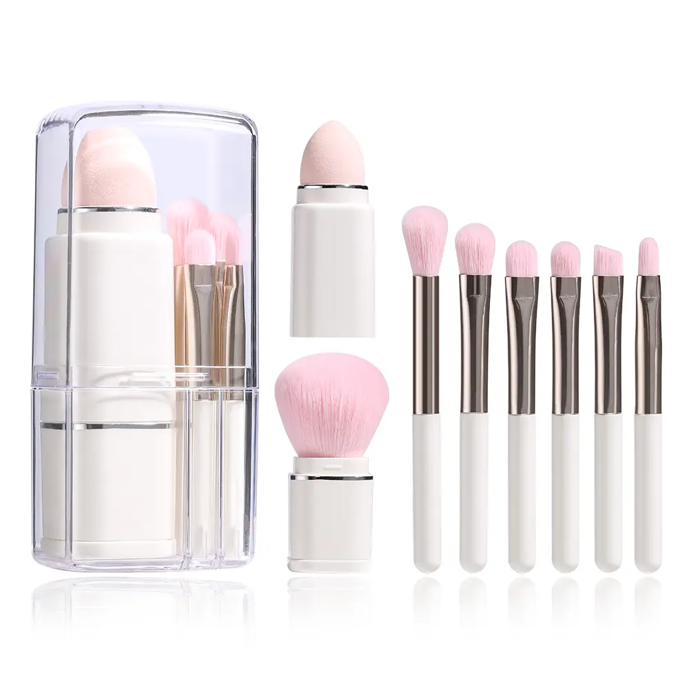 8 IN 1 Mini-Make-up-Pinsel in Reise größe Set Tragbarer einziehbarer Lippen pinsel Foundation Blending Powder Brush