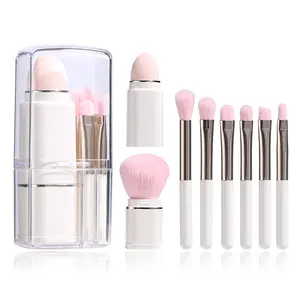 8 IN 1 Mini Travel Size Makeup Brushes Set Portable Retractable Lip Brush Foundation Blending Powder Brush