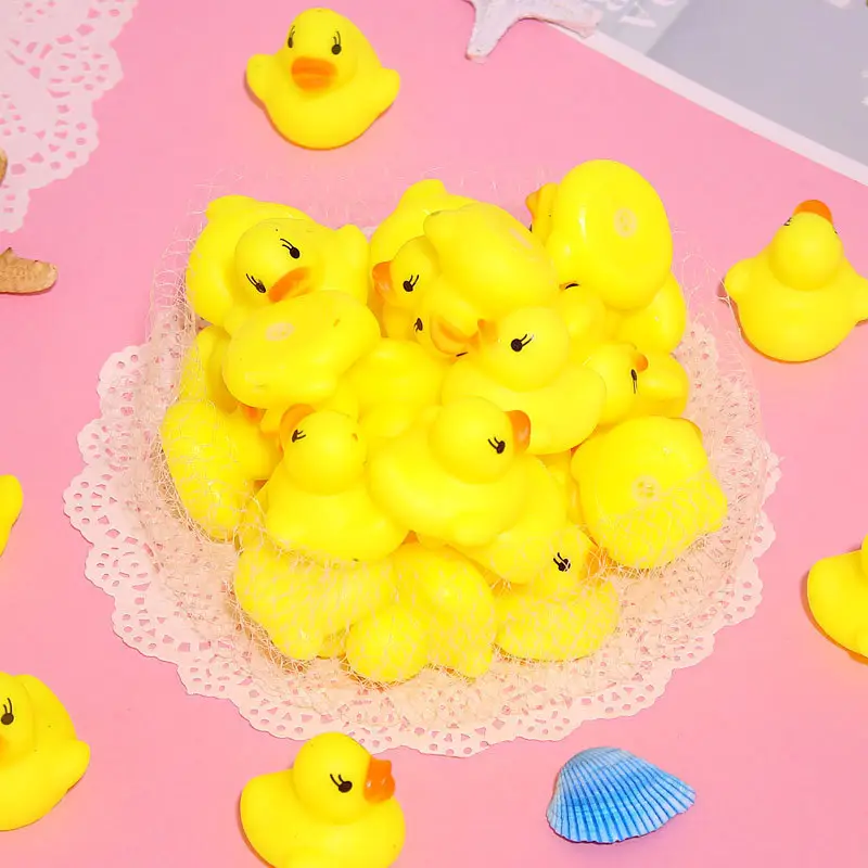 Small Ducky Light Color Squeak Baby Bath Toys Duck Plastic Bulk Mini Rubber PVC as Gift for Kids Carton Unisex Play Multicolor