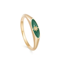 Bague de fiançailles ovale en diamant émaillé rouge plaqué or en laiton personnalisé Gemnel