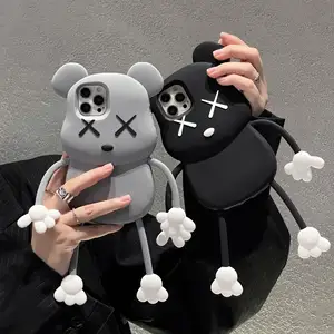 Cartoon Cute Violence 3D Small Bear Silicone Phone Case for iphone 14 13pro max