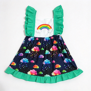 Vestido de Niña con Estampado de Seda de Leche, Vestido de Verano con Volantes para Niñas, OEM ODM, Vestido Informal Personalizado para Niñas Pequeñas - Product Image 2