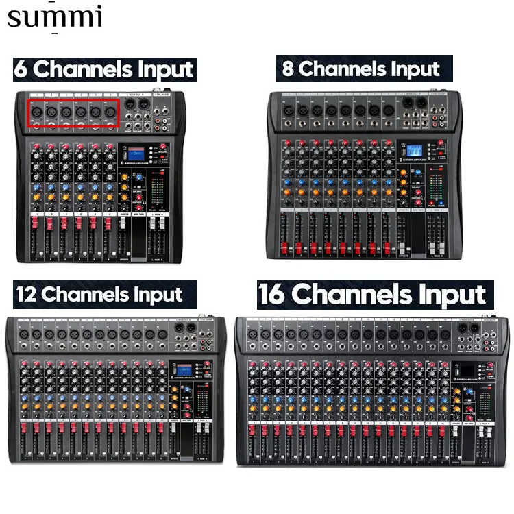 6/8/12/16 Channels Professional Studio Audio Mixer blueteeth USB DJ Sound Mixing Console 48V Phantom Powers Monitor Amplifier