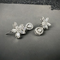 Nouveau concepteur de luxe GRA 925 argent Sterling feuille d'étoile VVS Moissanite goutte lustre boucles d'oreilles pour les femmes pour mariage ou cadeau