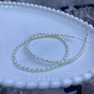Collar de Perlas de Agua Dulce Naturales de 3.5mm, Cuentas de Arroz, Semiterminadas, Accesorios Hechos a Mano, Económicos y de Alta Calidad - Product Image 2