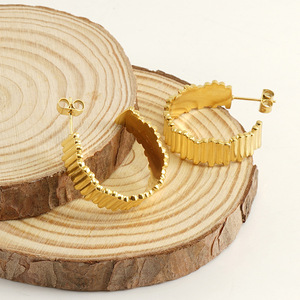 ZOGXIN Gold Hoop Earrings Geometric Design Stainless Steel For Women Fashion Jewelry - Product Image 2