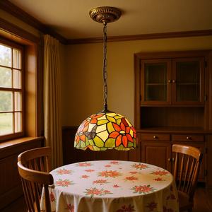 <b>Butterfly</b>-Themed Stained Glass Pendant <b>Light</b> Pastoral Style for Restaurant Cafe Bar Bedroom Entryway Chandelier Pendant <b>Lights</b> - Product Image 3