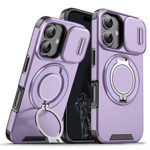 Coque de téléphone avec cadre PC, fenêtre coulissante pour objectif, anneau de maintien et support magnétique pour iPhone 17 Air 16 15 14 13 12 11 Pro Max - Product Image 1
