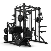 Rack de Squat Tout-en-un de Luxe avec Poids de 100 kg, Presse à Jambes à 45 Degrés, Entraîneur Fonctionnel Contrepoids et Machine Smith Sélecteur de Poids