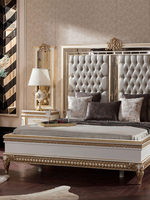 Neues Europäisches Design Massivholz Geschnitztes Französisches Luxus-Villa Schlafzimmermöbel Stoffbezogenes Doppelbett 1800x2000cm