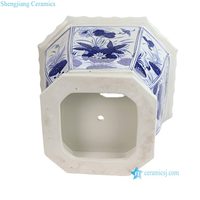 Pots à fleurs octogonaux en porcelaine RZKS13-D bleu et blanc, peints à la main, motif lotus vitré, pour jardin et usage domestique