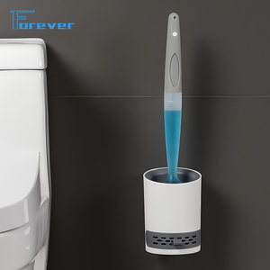 Nuevo cepillo de inodoro líquido recargable con mango largo, cepillo de inodoro de silicona suave montado en la pared con Juego de cepillos de limpieza base - Product Image 2